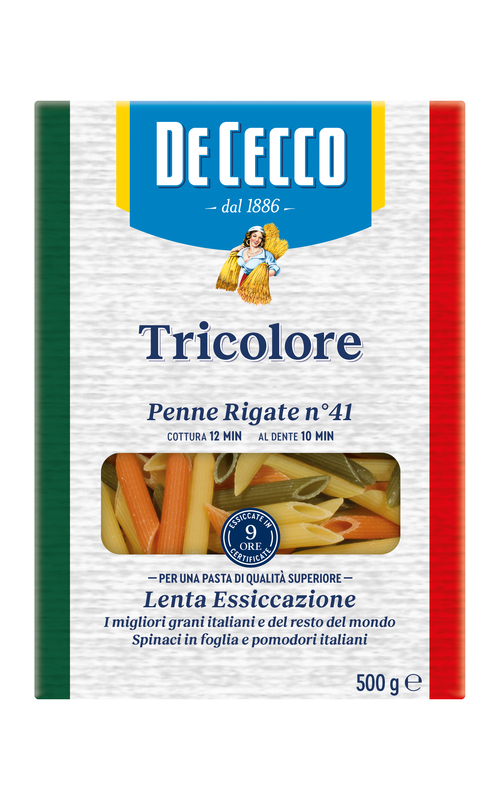 三色斜管麵<br/>N.41 PENNE RIGATE(TRICOLORE)<br/>產品圖