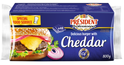 總統牌漢堡切片乾酪(800G)<br/>BURGER W/CHEDDAR 48 SLICES <br/>產品圖