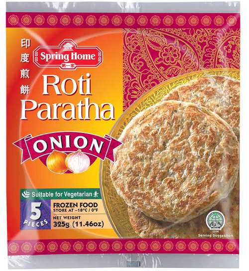 印度煎餅-蔥油(5片/袋)<br/>ROTI PARATHA ONION <br/>  |冷凍點心|鹹點