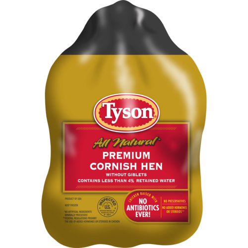 冷凍美國榖飼春雞(小)<br/>TYSON PREMIUM CORNISH HENS <br/>  |禽類|雞肉製品